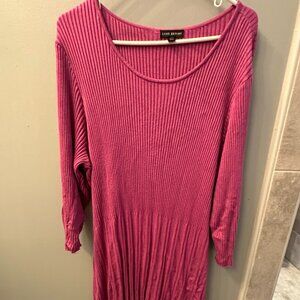 Layne Bryant Hot Pink Sweater Dress- with knit belt- 22/24